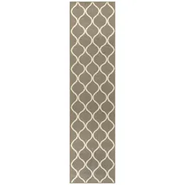 Carpets Transitional Fretwork Beige intérieur Houleur Long Runner Rug 2'6 "X10 '