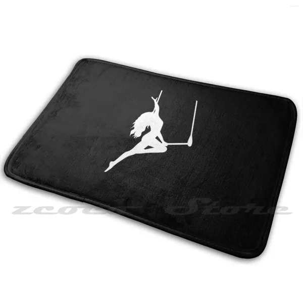 Alfombras Trapeze-Double Mat Negra Puerta sin deslizamiento Agua suave Agua de agua Alfombra Dairentmt Trapeze Circus Up Silhouette Girl