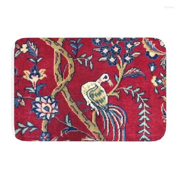 Tapis arbre de vie avec oiseau antique tapis persan pailtre antidérapant d'entrée de salle de bain matons de sol de porte de salle de bain floral