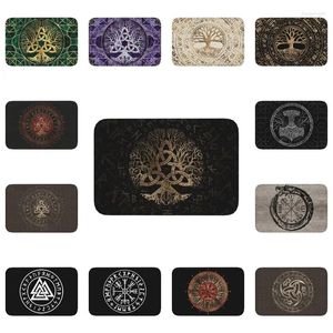 Tapijten Levensboom Met Triquetra Op Futhark Voorvloer Deur Entree Mat Outdoor Viking Keuken Badkamer Deurmat Toilet Tapijt Tapijt