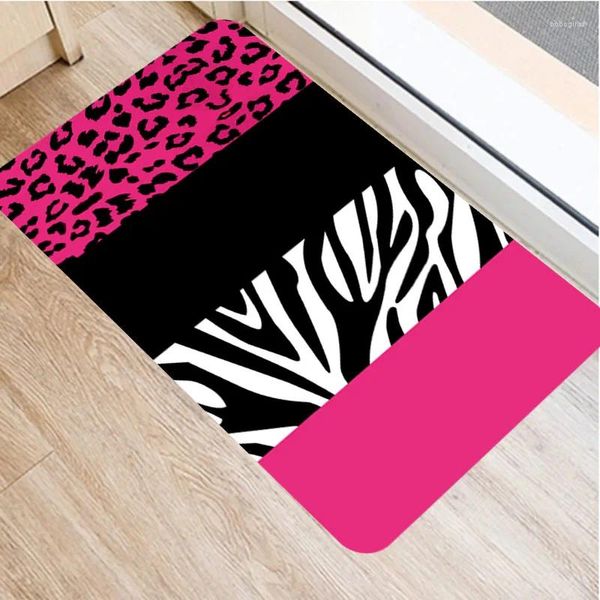 Carpets Trendy Pink Leopard Zebra Porte tapis tapis tapis rouge Lime Lime Animal Imprimé bienvenue Porte-lin