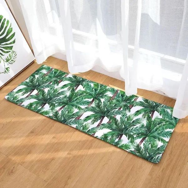 Tapis Feuilles vertes tropicales Plante Entrée Paillasson Chambre Salon Couloir Tapis de sol intérieur Tapis antidérapant Décoration de la maison