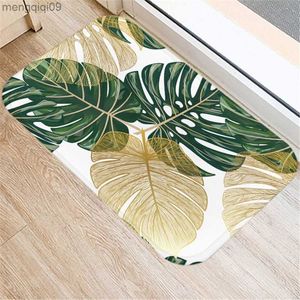 Tapis Plantes Tropicales Feuille De Palmier Monstera Décoration Cuisine Paillassons Tapis De Velours 3D Paillasson Sol Intérieur Salle De Bains Antidérapant Tapis R230731