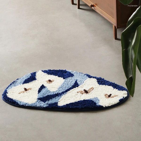 Carpets plantes tufted salle de bain tapis doux moelleux calla tulip fleuche tapis plancher tampon de pied de pied paillasson esthétique décor