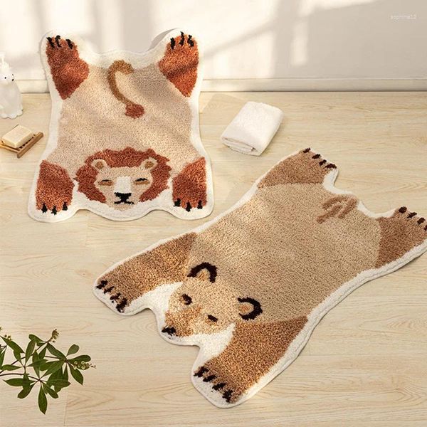 Carpets Tufting Animal Bathmat Bear Lion Tapis Soft Duffy Cartoon Tapinez Area Plotte de sol Porteau de sol