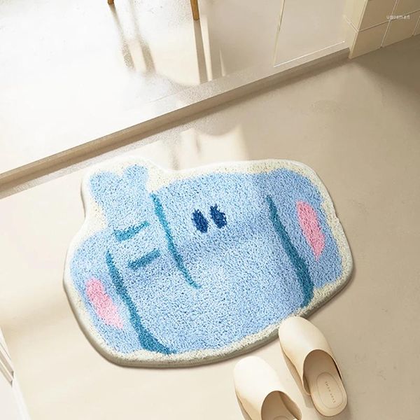 Carpets Tufting Cartoon Animal salle de bain Mat d'élephant Crocodile Carpet Bathmat Tapé de sol Porteau de sol Kawaii Home Room Nurser