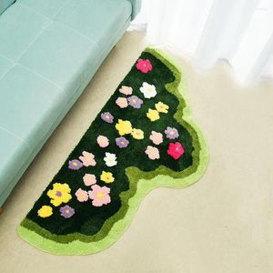 Tapis touffetés plantes tapis de fleurs mousse verte salon tapis de sol tapis tapis chambre doux décor flocage couloir paillasson carpe R1k6