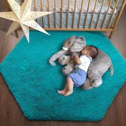 Carpets Ultra Soft Tap pour enfants Nursery Chambre Dorme Dormitory Hexagon Carpet Playhouse Princess Tent Diamètre 140 cm Bleu turacineux