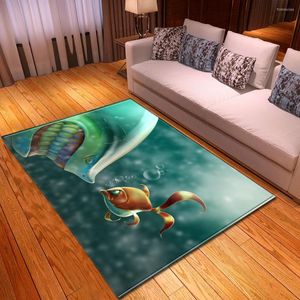 Tapis monde sous-marin 3D imprimé enfant chambre jouer ramper tapis enfants chambre décor grande taille tapis maison couloir tapis de sol