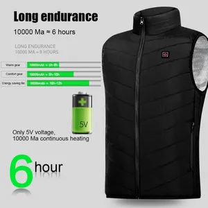 Carpets Unisexe Electric Chiled Vest Windprooter Thermal Warm Vêtements Laispoir léger avec zip USB Camping Camping Outdoor Sportswear