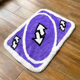 Tapijten uno reverse kaart tapijt voor meisjeskamers paarse handgemaakt getuft tapijt voor verjaardagscadeau pluizige getuft tuft tupted tapijten zachte rechthoek mat t230519