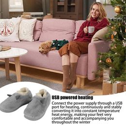 Carpets USB Chaussures de chauffage électrique 5V Port ou adaptateur Pantoups universels luxueux chauds pantoufle pour les hommes de Noël Femmes à la maison