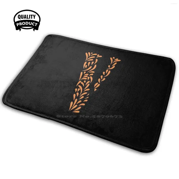 Tapis V pour fleur maison douce famille tapis anti-dérapant tapis tapis floral orange swag amis