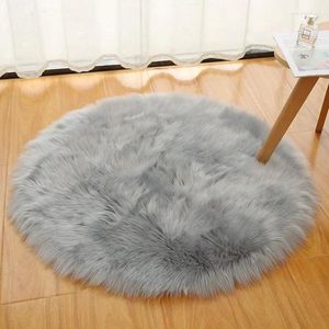 Carpets Vanity Floor Mat chambre Alfombras para sala en peluche de tapis rond imitation en laine Couleur solide