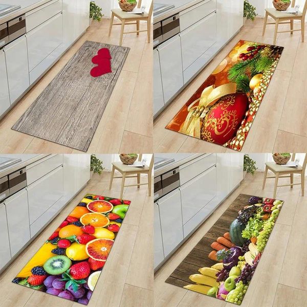 Tapis de cuisine à grains de légumes, tapis de cuisine, porte rectangulaire, chambre à coucher, tapis de sol pour couloir, salle de bain, lavable, personnalisable