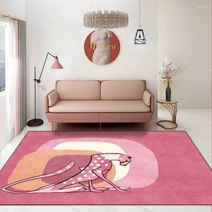 Tapijten vikama licht luxe groot gebied tapijt modern eenvoudige geometrie luipaard roze geel zwart slaapkamer bedlip vloer Mat