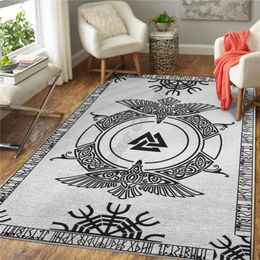 Tapis Viking Tattoo Eagle Tapis 3D All Over Tapis imprimé Tapis Salon Flanelle Chambre Plancher antidérapant 03233s