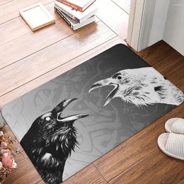 Tapis Viking Valhalla Tapis antidérapant Paillasson Tapis de cuisine Huginn et Muninn Pensée Mémoire Corbeau Couloir Tapis Bienvenue Décor