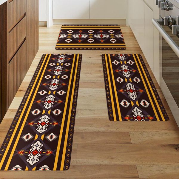 Alfombras Vintage Geométrico Patchwork Cocina Mat Entrada Felpudo Impreso Alfombra Hogar Piso Balcón Antideslizante Alfombra Decoración