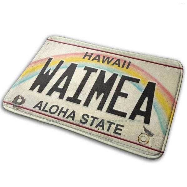 Alfombras Vintage Hawaii Matrícula Waimea Mat Alfombra Alfombra Antideslizante Dormitorio Puerta de entrada Aloha Estado