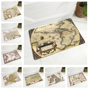 Carpets Vintage Old Map Dorormat Super Soft Flannel Carpet For Kitchen Bedroom non glisser Decor Geometric Floor Porte Mat 40x60cm