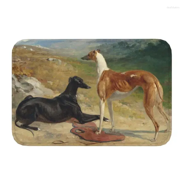 Tapis Vintage Whippet Greyhound Chien Paillasson Anti-dérapant Cuisine Salle De Bain Tapis Sol Porte D'entrée Tapis Tapis Toilette Salon Footpad