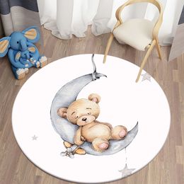 Tapis wangart dessin animé ours imprimer enfants tapis Kawaii petits tapis tapis rond salon tapis de sol flanelle tapis antidérapant enfants 230823