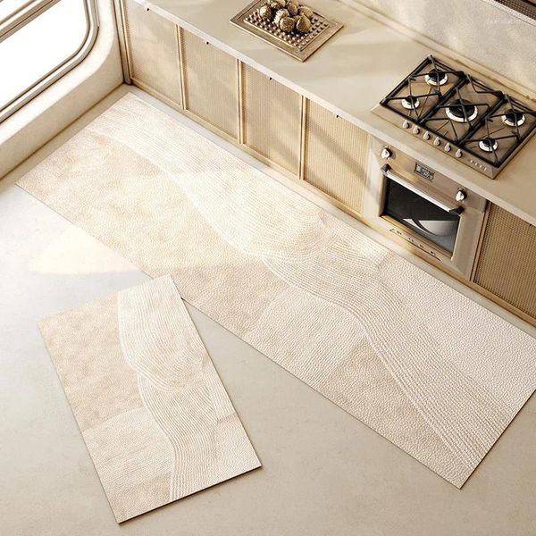 Tapis Salle de bain Tapis de sol Tapis de cuisine imperméable à l'huile grande surface PVC cuir salon tapis décoration de la maison porte antidérapante