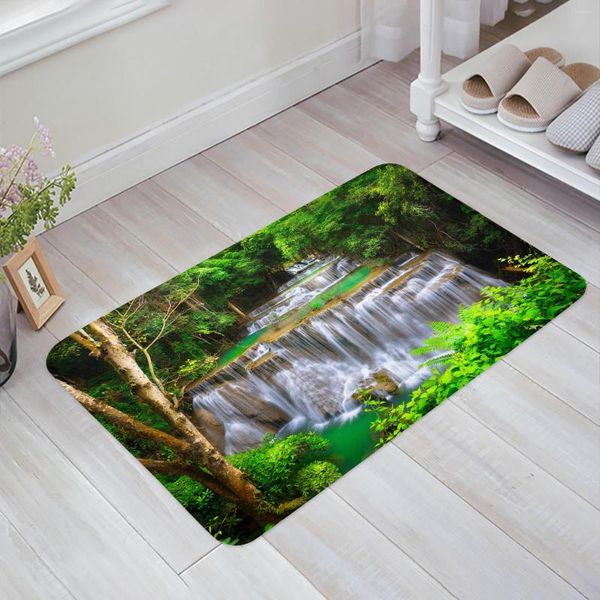 Tapis Cascade Forêt Nature Paysage Tropical Entrée Paillasson Tapis De Cuisine Tapis Salon Maison Couloir Tapis Salle De Bain Porte Tapis