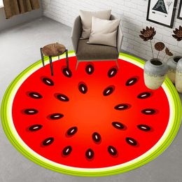 Alfombras sandía fruta alfombra redonda sala de estar dormitorio alfombra para niños 3d alfombrilla de noche decorativa