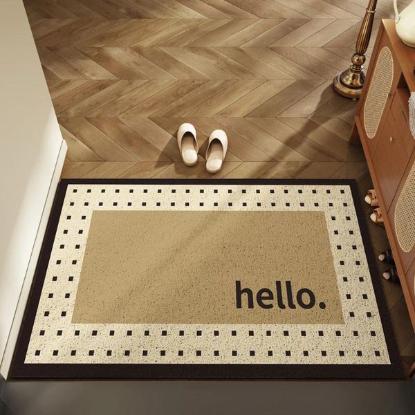 Tapis de bienvenue paillasson porche tapis de pied résistant à l'usure porte antidérapante PVC anneau de fil élastique dépoussiérage tapis de sol maison