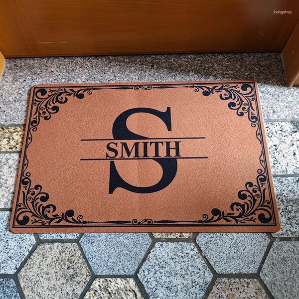 Carpets Gente Mat Nom de famille personnalisée Custom Smith Smith Funny Dormat pour le couloir de porte d'entrée Rapis de sol de tapis sans glissement