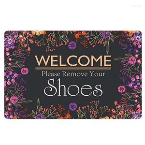 Tapijten Welkom Verwijder uw schoenen Deur Mat Entrance Landmond Tapijt Rug Buiten Zware Duty Floor Mats Non Slip Flanel Back