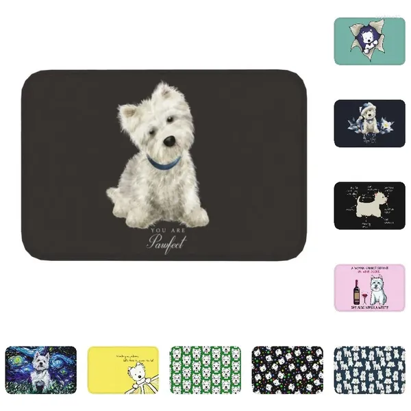 Carpets West Highland White Terrier Dog Dog Dogat Mat Anti-Slip Westie Puppy Salle de bain Cuisine Chauffement de chambre à coucher