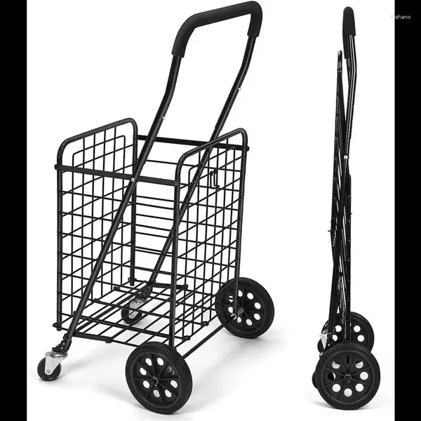 Tapis WFS Jumbo Shopping Cart Chariots utilitaires roulant épicerie avec poignée réglable double roues pivotantes