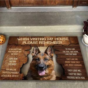 Tapijten bij het bezoeken van mijn huis Duitse herderhond portier 3d alle ove bedrukte niet -slip deur vloermatten decor veranda veranda