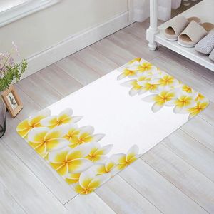 Tapijten witte plumeria bloem vloer mat ingang deur woonkamer keuken tapijt niet-slip tapijt badkamer portier portier honingdecoratie