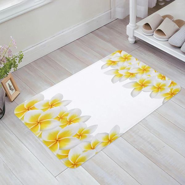 Alfombras plumeria plumeria flower estera de entrada puerta sala de estar alfombra de cocina alfombra sin deslizamiento baño para baño decoración del hogar