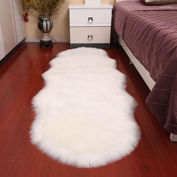 Tapis Blanc En Peluche Doux Imitation Peau De Mouton Chambre Tapis Tapis De Chevet Salon Tapis Canapé Coussin Fourrure