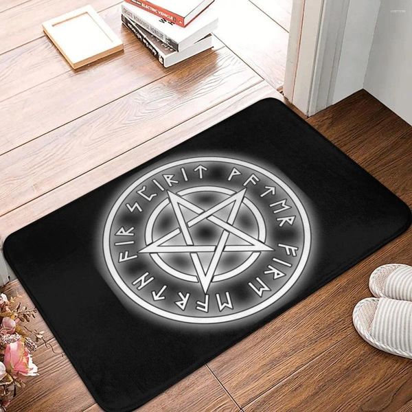 Alfombras Wicca White Pentacle Pentagram Poormat Alfombra alfombra Mat de la alfombra Baño sin deslizamiento de la cocina del dormitorio de la cocina Antigías lavables