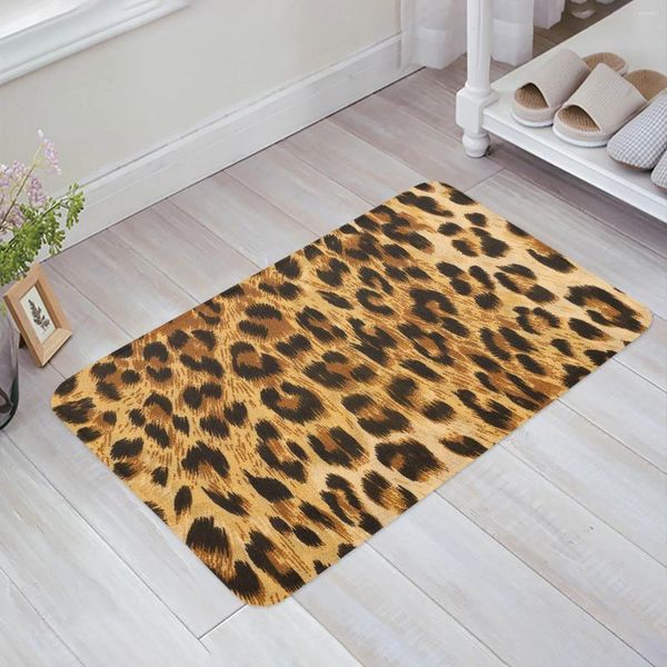 Alfombras animales salvajes de leopardo tostador de entrada puerta de entrada sala de estar alfombra de cocina alfombra sin deslizamiento baño de baño decoración del hogar