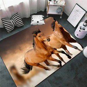 Tapijten wilde geest schattige zonsopgang dier paardenboom paarden portier vloerkleden voor woonkamer badkamer keuken anti-slip flanellen mat