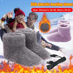 Carpets Bottes de neige chaudes d'hiver Chaussures chauffantes USB Plaisses de pantoufles électriques en peluche Perfles lavables Chauffage chauffée pour hommes femmes