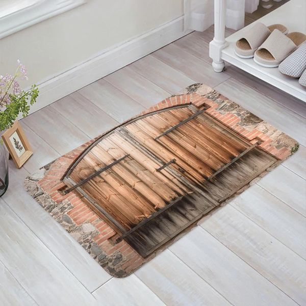 Tapis porte en bois vieille maison en pierre fissure mur tapis salon tapis tapis de sol chevet couloir paillasson chambre décoration de la maison