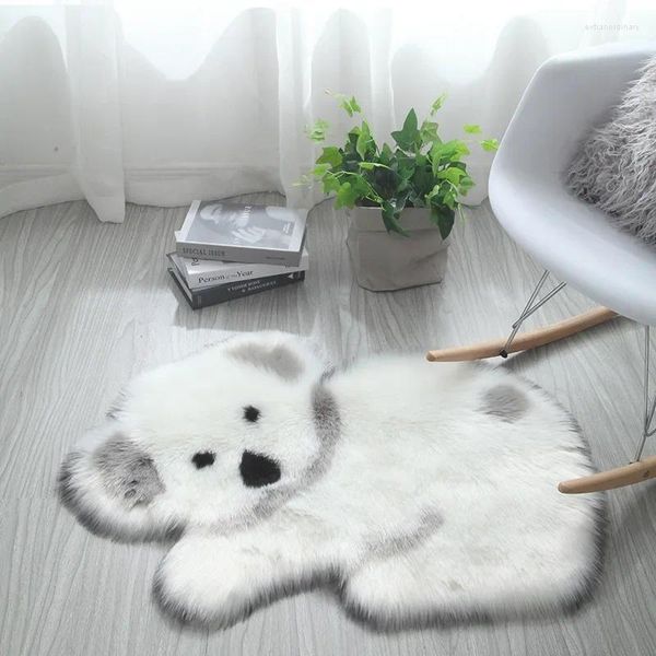 Tapis Laine-like Panda Koala Forme Animale Tapis Tapis Matelas Salon Chambre Canapé Artificiel Moelleux 60x90cm