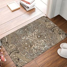 Tapijten yggdrasil levensboom beige en crème viking anti-slip kleed deurmat keukenmat vloer tapijtang door decoratief