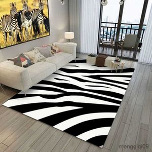 Tapijten Zebrapatroon Tapijt Woonkamer Slaapkamer Zachte tapijten Antislip Vloermatten Wateropname Tapijten Home Decor Slaapkamer Harige Mat R230726