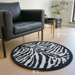 Tapis Zèbre Motif Tapis rond Chaise d'ordinateur Salle à manger Canapé simple Table basse Étude Chambre Tapis de sol à la maison 230830