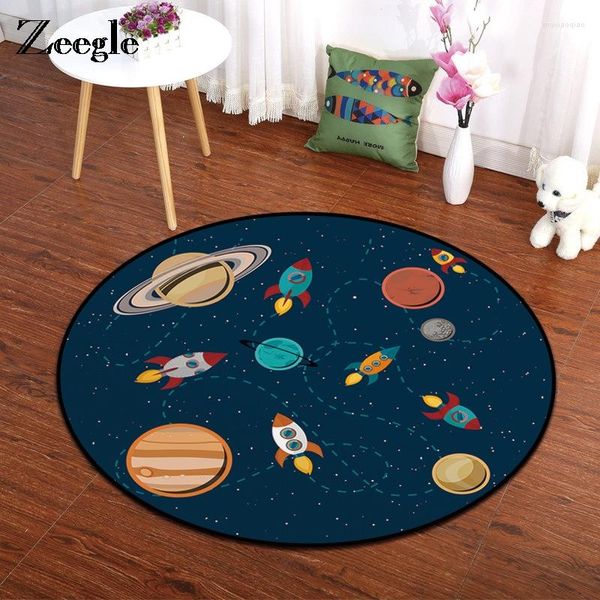 Tapis Zeegle tapis rond anti-dérapant tapis de sol pour chambre d'enfant dessin animé pour salon absorbant bain chaise de bureau tapis