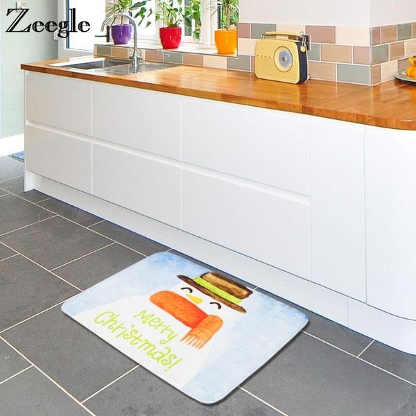 Tapis Zeegle Snow Man Imprimé Paillassons Extérieur Flanelle Table Chaise Plancher Enfants Chambre Tapis Antidérapant Salle De Bains Tapis Cuisine Tapis